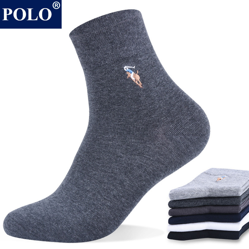 Polo袜子男中筒袜秋冬四季中厚款吸汗透气商务袜正装皮鞋上班男袜