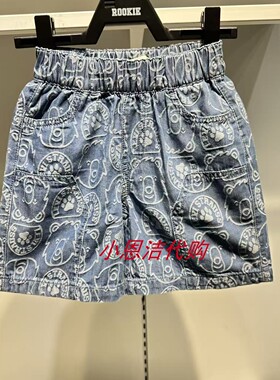 李维斯复古印花男女童牛仔短裤五分裤松紧腰宽松休闲裤 LV2622027