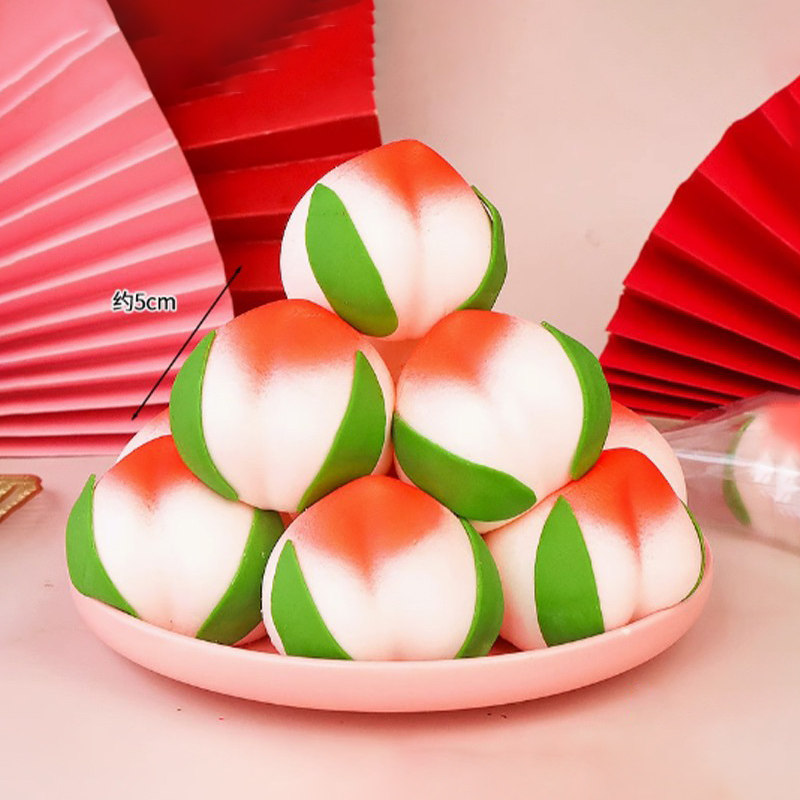 网红寿桃棉花糖蛋糕装饰品红色立体桃子摆件老人生日祝寿烘焙装扮