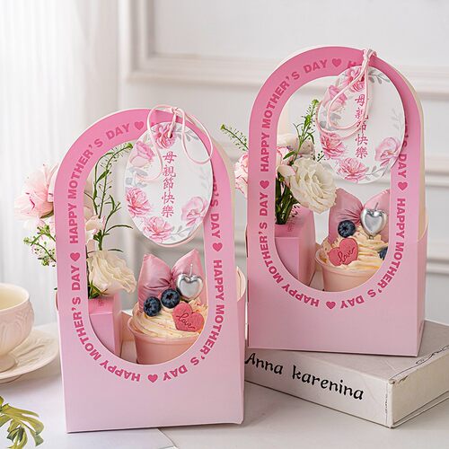 母亲节波波杯蛋糕装饰手提包装盒