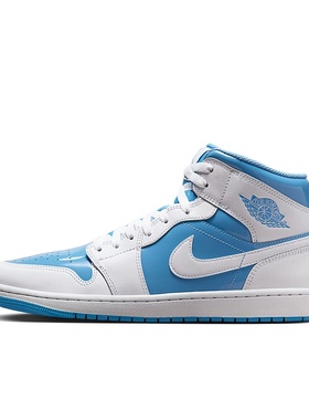 Air Jordan 1 Mid AJ1 白蓝色 中帮男款复古篮球鞋FZ2142-114