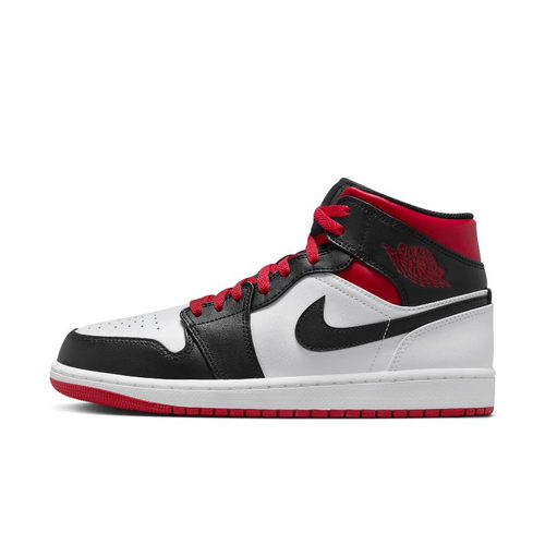 Air Jordan 1 Mid AJ1 黑白红 中帮 男款 复古篮球鞋 DQ8426-106