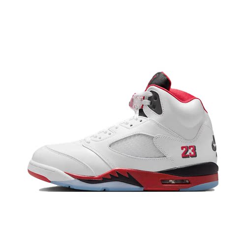 AJ5白红色男高帮休闲篮球鞋