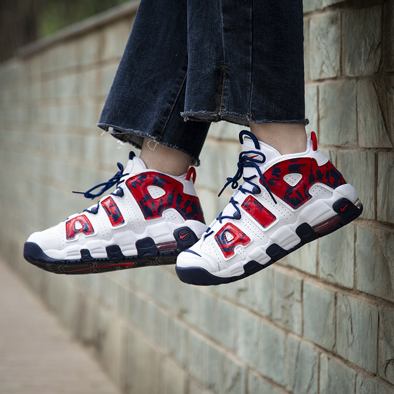 Nike Air More Uptempo白红皮蓬大Air蛇纹女休闲篮球鞋CZ7885-100