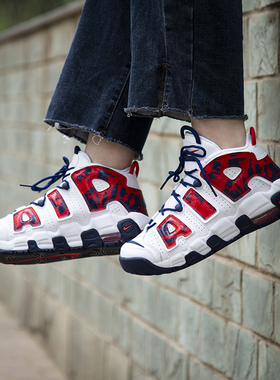 Nike Air More Uptempo白红皮蓬大Air蛇纹女休闲篮球鞋CZ7885-100