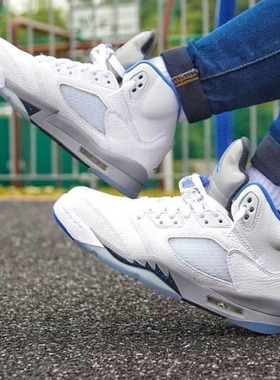 Air Jordan 5 Stealth 2.0 AJ5 白蓝 男高帮休闲篮球鞋DD0587-140