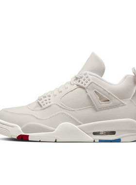 Air Jordan 4 AJ4米白帆布女子中帮复古休闲运动篮球鞋DQ4909-100