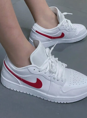 Air Jordan 1 Low AJ1 女白红低帮运动休闲篮球鞋AO9944-161
