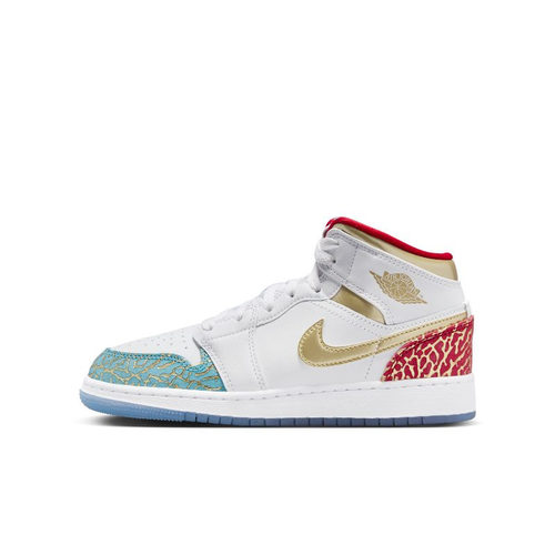 Air Jordan 1 Mid AJ1 GS 白蓝红 中帮 复古篮球鞋FB2212-100