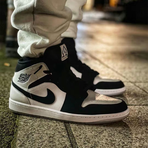 Air Jordan 1 Mid AJ1 钻石黑白熊猫 男中帮休闲篮球鞋DH6933-100