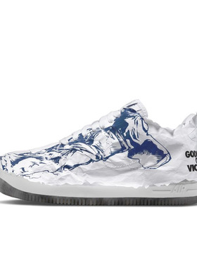 Nike Air Force 1 AF1 空军一号 胜利女神白蓝撕纸板鞋DJ4635-100