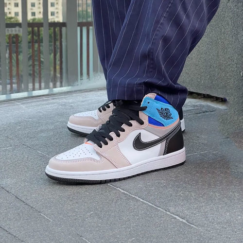 Air Jordan 1 AJ1 男 黑灰蓝拼接 可剪裁反光篮球鞋DC6515-100