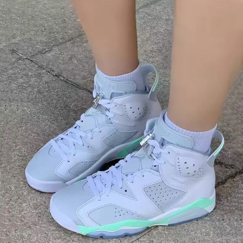 Air Jordan 6 AJ6 薄荷绿泡沫 白灰绿女高帮休闲篮球鞋DQ4914-103