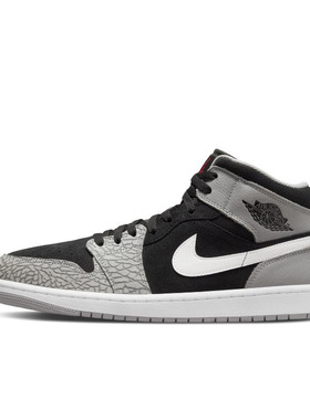 Air Jordan 1 Mid AJ1黑灰色 男 爆裂纹运动休闲篮球鞋DM1200-016