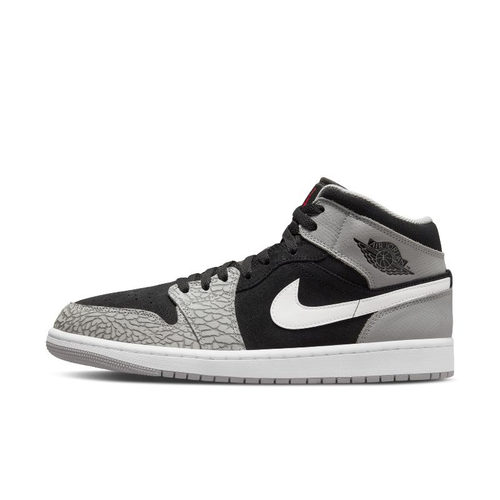 Air Jordan 1 Mid AJ1黑灰色 男 爆裂纹运动休闲篮球鞋DM1200-016