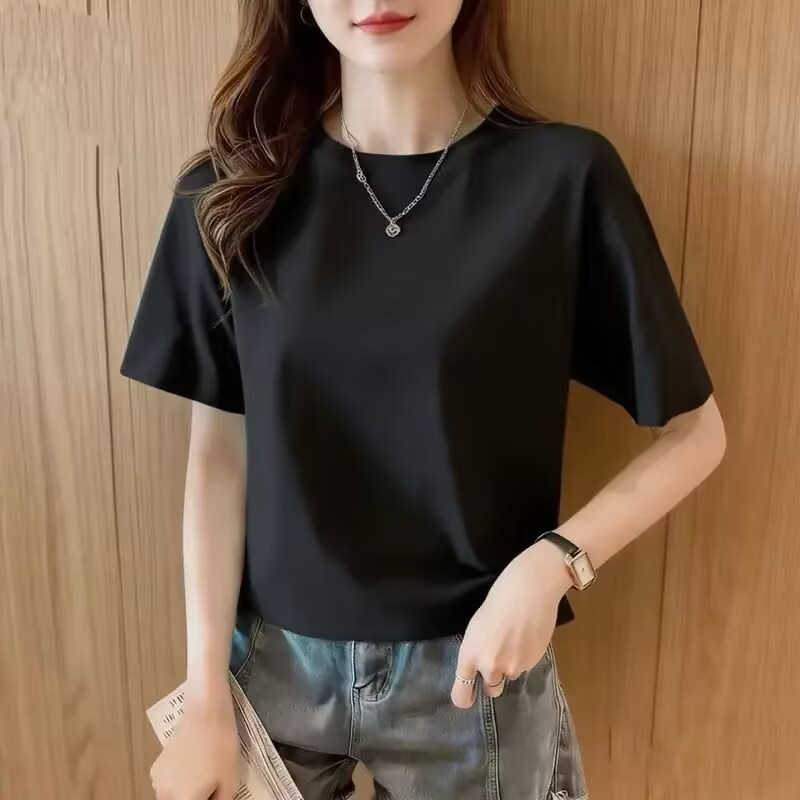 高档小个子t恤女宽松夏季新款简T恤