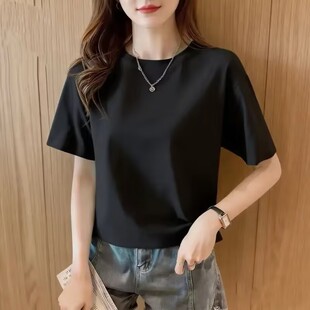 小个子t恤女宽松夏季新款简约休闲百搭显瘦短款女士t恤短袖