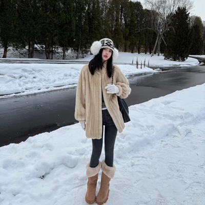 流星变奏曲立领水貂中长款外套