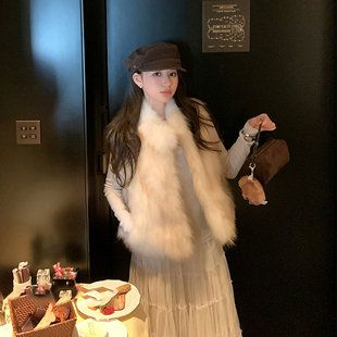 春季新款'韩女马甲'短款仿貉子毛显瘦时尚保暖立领年轻款毛毛外套