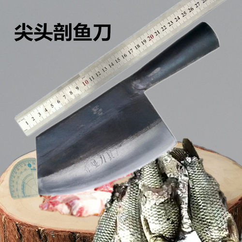 聋哑刀具厂手工锻打尖头杀鱼刀