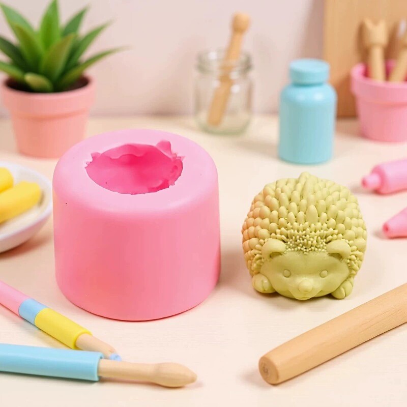 3D立体刺猬造型硅胶蛋糕翻糖模具 diy巧克力模具香薰石膏摆件模