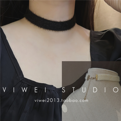 VIWEI毛绒绒choker颈带锁骨链
