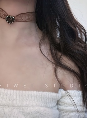 「中古咖」蕾丝复古少女珍珠爱心波西米亚日常百搭choker锁骨链女