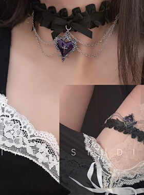 「重工哥特」punk蕾丝多层蝴蝶结流苏洛丽塔暗黑cos腿环锁骨链女