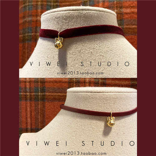 VIIWEI圣诞新年蝴蝶结铃铛锁骨链