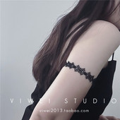 「假纹身臂环」黑白极简百搭纯欲风蕾丝可调节手臂环装 饰手环女