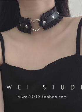 VIWEI暗黑软妹朋克爱心锁骨链