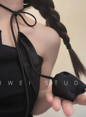 「赫本郁金香」绝美高质气质叶子花朵百搭绑发蝴蝶结长项链脖带