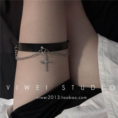 朋克四芒星暗黑原宿锁骨链