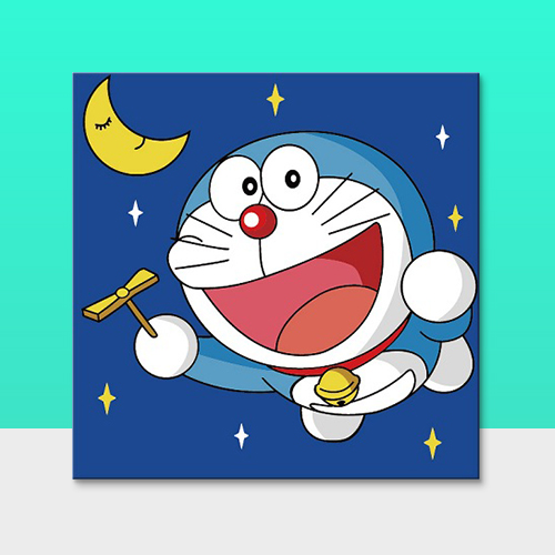儿童油画数字油彩画diy自绘填色卡通动漫小学生哆啦a梦填充画手工