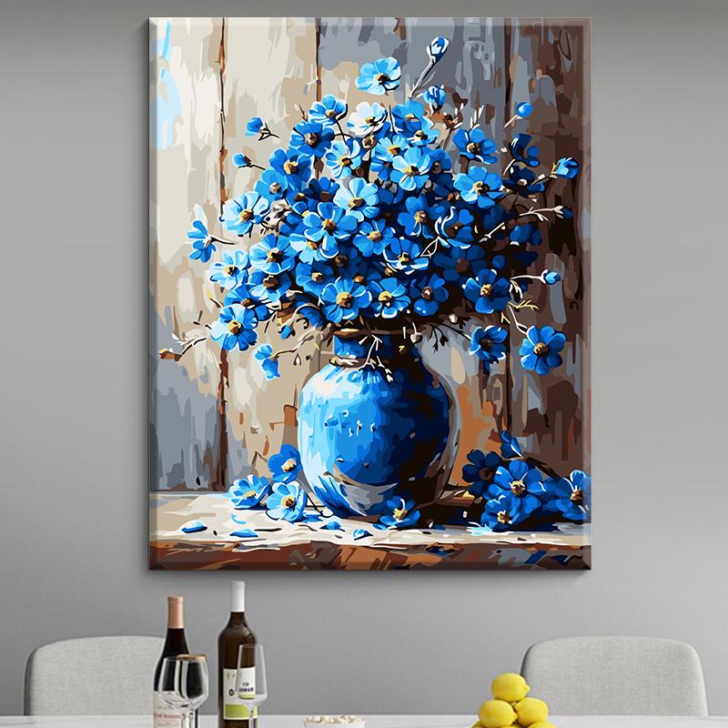 数字油画diy填色画花卉装饰画手工绘油彩丙烯画画填充涂色高级感图片