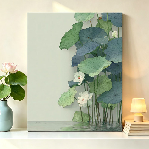 ICISION数字油画diy填色手绘手工填充油彩玄关装饰画挂画荷花