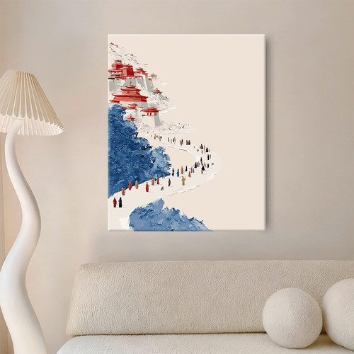西藏风景数字油画diy填充手绘手工填色涂色高级感油彩画布达拉宫