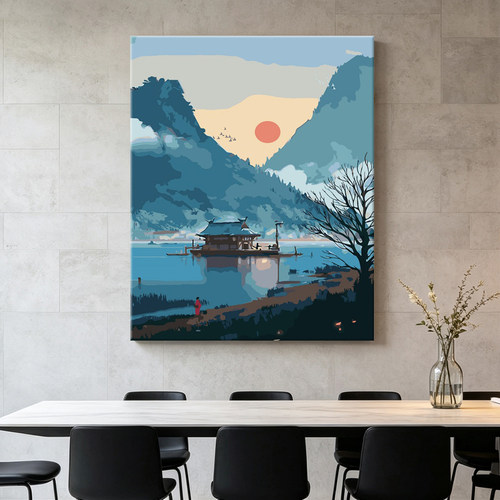 数字油画diy自绘填色画月夜数字油彩画消磨时间的手工画画diy创意
