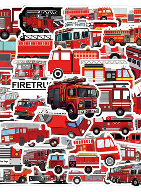 55张FireTruck消防车卡通贴画