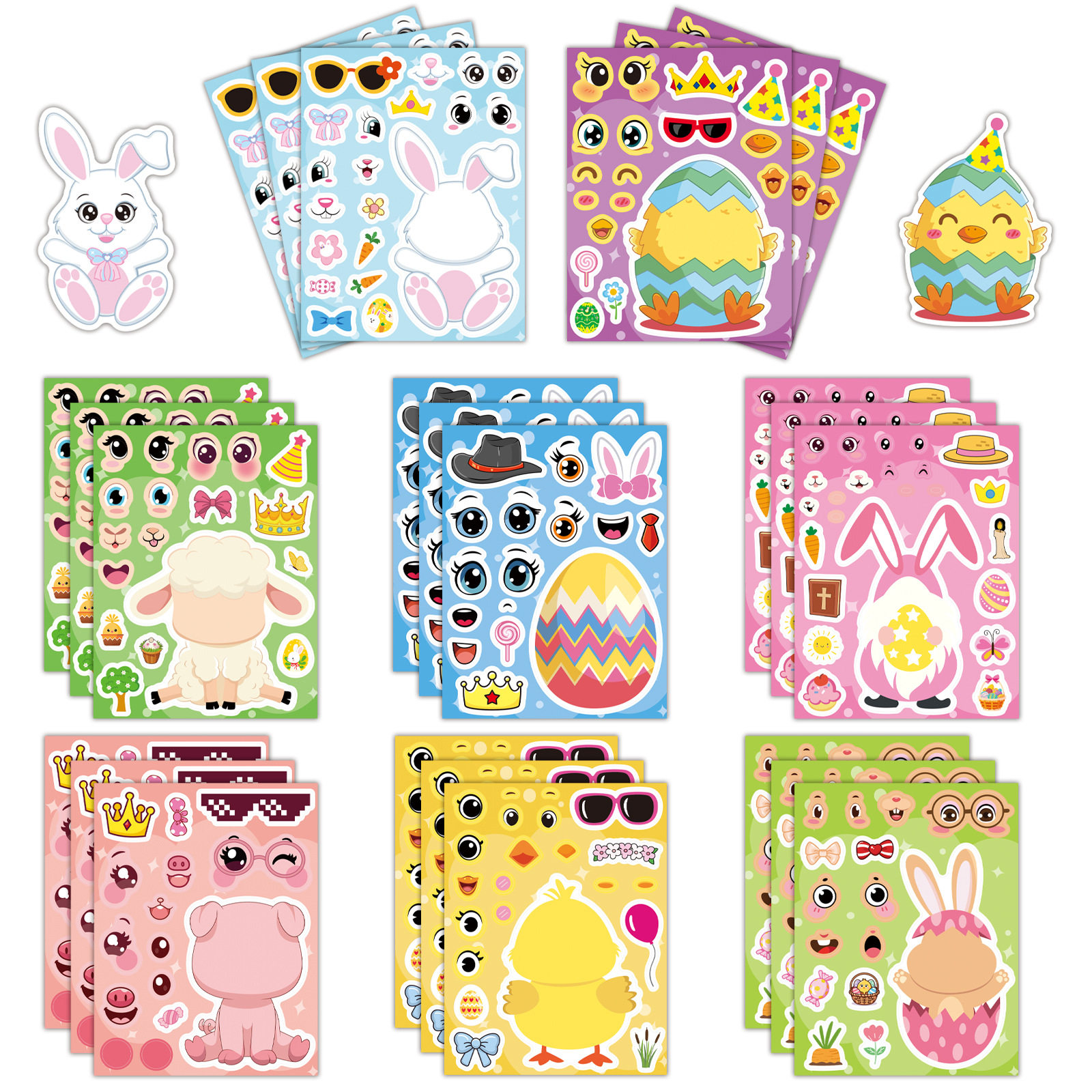 8张复古节动物兔子彩蛋卡通拼贴笔记本电脑旅行箱电瓶车身diy贴纸,汽车用品/电子/清洗/改装,汽车装饰贴/反光贴,淘宝优惠券,粉丝福利购,淘宝优惠卷