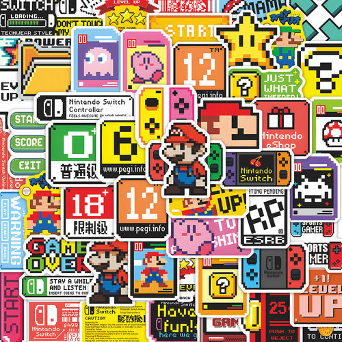 53张任天堂游戏switch怀旧贴纸水杯手机壳汽车行李箱装饰防水贴画