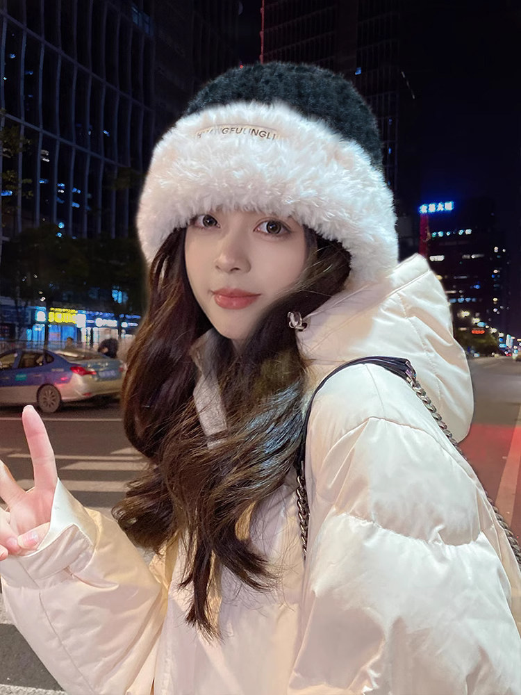 新款帽子女冬季加厚显脸小毛绒保暖毛线帽潮大头围护耳堆堆针织帽,服饰配件/皮带/帽子/围巾,帽子,淘宝优惠券,粉丝福利购,淘宝优惠卷