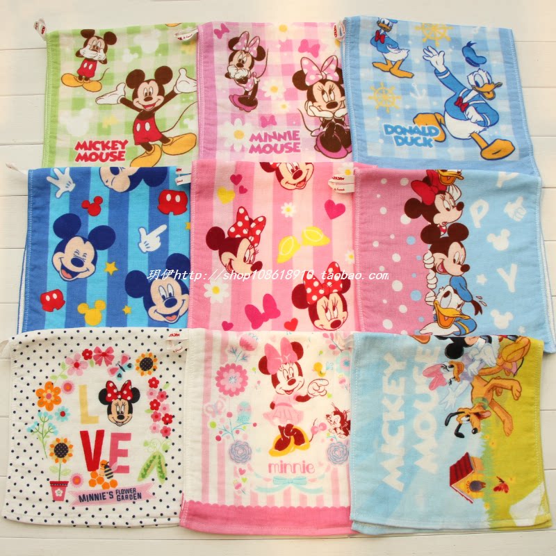 外贸迪斯尼米奇米妮冰雪系列纯棉纱布童巾卡通儿童毛巾美容面巾