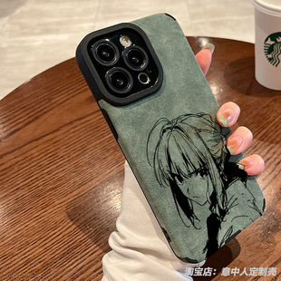 FATE呆毛王SABER吾王周边手机壳适用苹果16promax小米15红米k80硅胶华为pura70磁吸vivos12三星oppo一加9羊皮