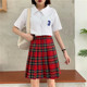 大码 胖mm格纹百褶裙女春秋2025新款 中长红格子高腰显瘦学生半身裙