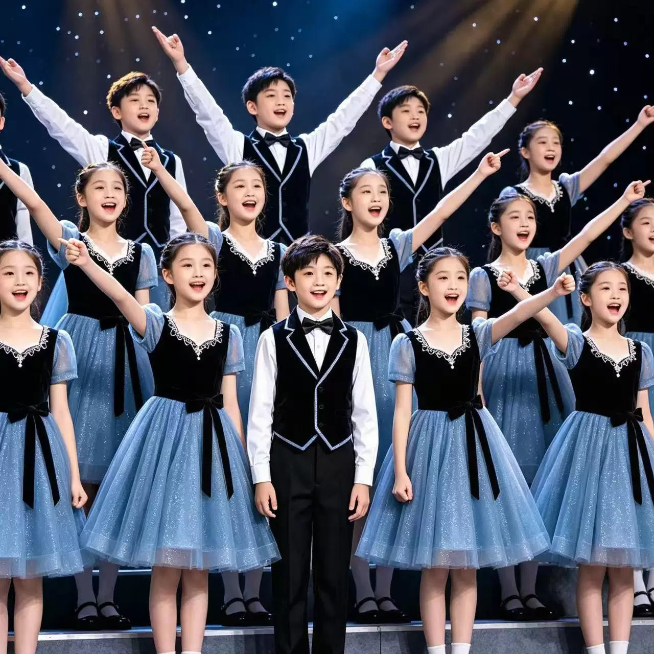 儿童合唱演出服男女童新款高端表演服装中小学生诗歌朗诵比赛礼服