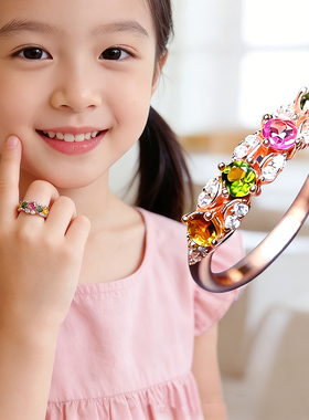 儿童彩虹糖戒指3-15岁