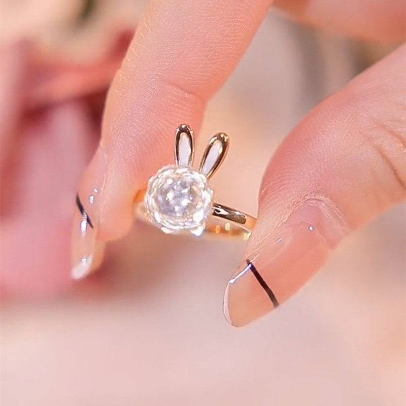 儿童可爱公主戒指女生闺蜜兔子精致女孩小众生日礼物皇冠儿童指环