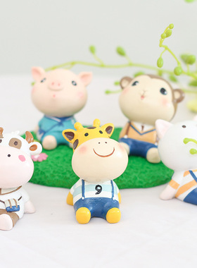 原创卡通可爱风盆栽拍摄蛋糕摆件