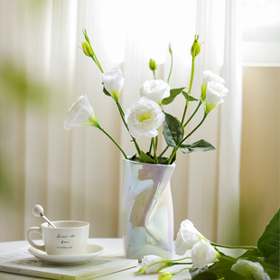 洋桔梗仿真花轻奢白色高支假花艺摆件北欧客厅摆设干花花束高级感